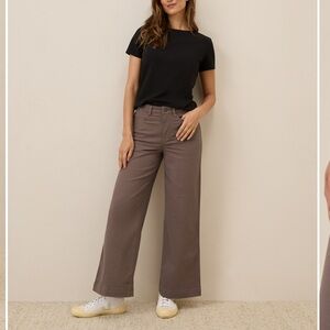 PACT Organic Cotton FairTrade Wide Leg Stretch Twill Brown Pant